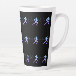 Tasse Latte Jogging - Coureurs Silhouette avec Heartbeat