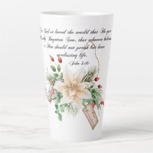 Tasse Latte John 3:16 - Joyeux Noël Écriture Florale