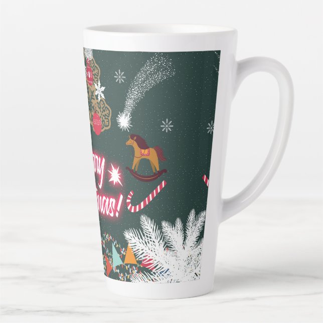 Tasse Latte Joie à feuillage persistant de Noël (Droite)