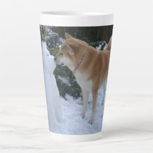 Tasse Latte joli akita baiser bonhomme de neige akita photo no