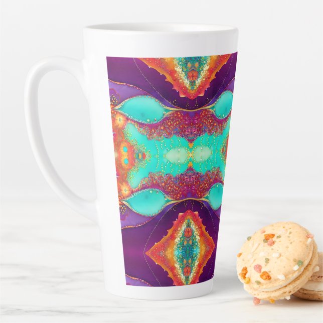 Tasse Latte Joli Art De La Plage Abstrait (En situation)