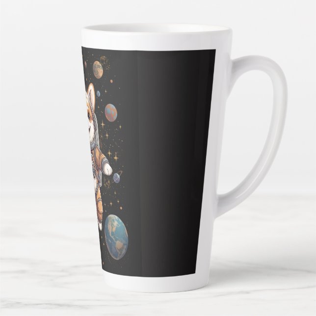 Tasse Latte Joli Astronaute Corgi Flottant dans l'Espace (Droite)