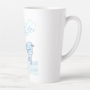 Tasse Latte Joli bonhomme de neige et vent d'hiver
