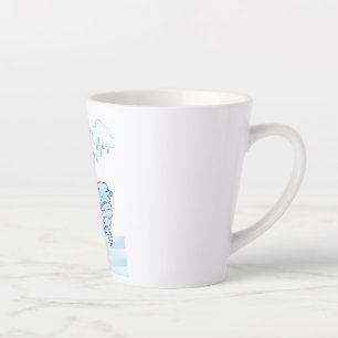 Tasse Latte Joli bonhomme de neige et vent d'hiver