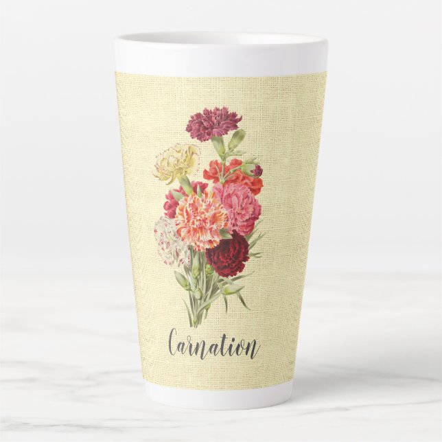 Tasse Latte Joli Bouquet Carnation Vintage (Devant)