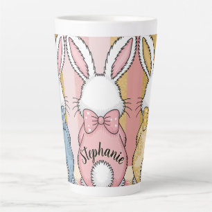 Tasse Latte Joli Bunny de Pâques Trio Poster de animal pastel,