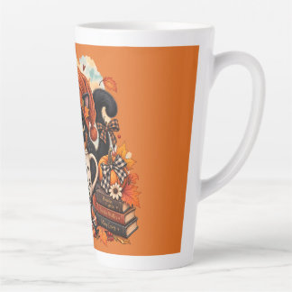 Tasse Latte Joli Chat Noir d'Automne
