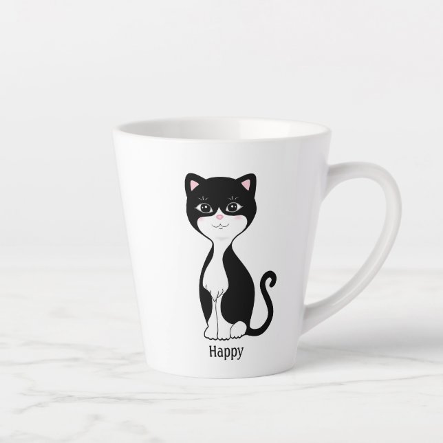 Tasse Latte Joli chat smoking heureux (Droite)