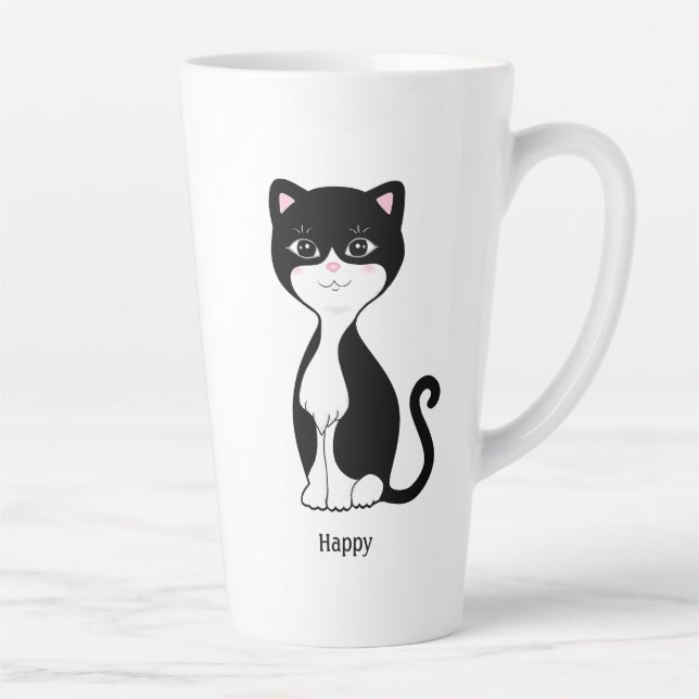 Tasse Latte Joli chat smoking heureux (Droite)
