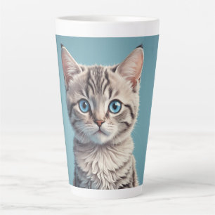 Tasse Latte Joli chaton tabby gris