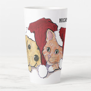 Tasse Latte Joli Christmas Labrador Puppy et Orange Tabby