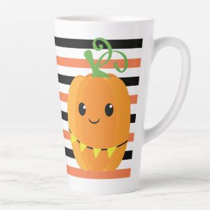 Tasse Latte Joli Citrouille Halloween Fall Orange Black Stripe