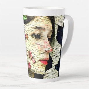 Tasse Latte Joli collage d'art féminin
