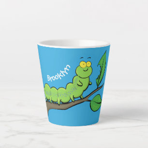 Tasse Latte Joli dessin animé de chenille verte mignonne