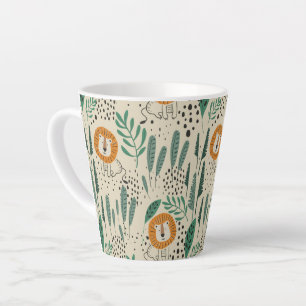 Tasse Latte Joli Doodle Lion Jungle Rainforest Motif
