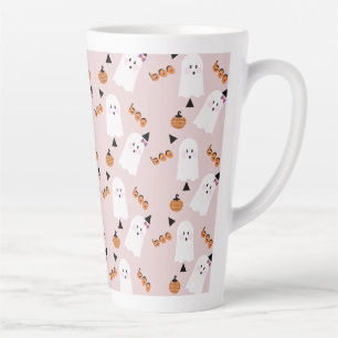 Tasse Latte Joli fantôme d'Halloween lutin confettis orange ro