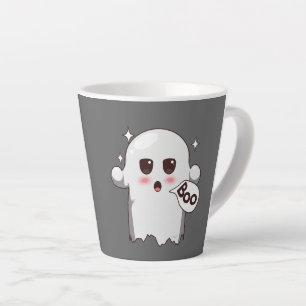 Tasse Latte Joli fantôme Kawaii disant Boo - Halloween adorabl