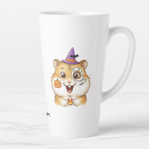 Tasse Latte Joli hamster d'Halloween avec maïs sucré et chapea