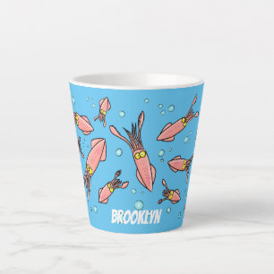 Tasse Latte Joli motif caricature de calmar rose
