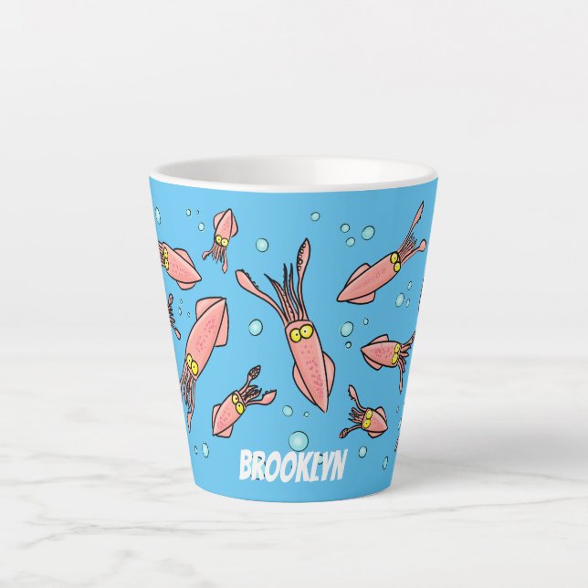 Tasse Latte Joli motif caricature de calmar rose (Devant)