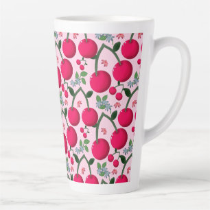 Tasse Latte Joli motif Cerise, Fruit Kawaii brillant