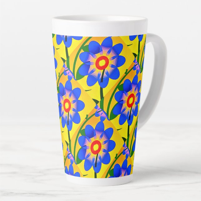 Tasse Latte Joli Motif de fleurs Abstraites (Angle droit)
