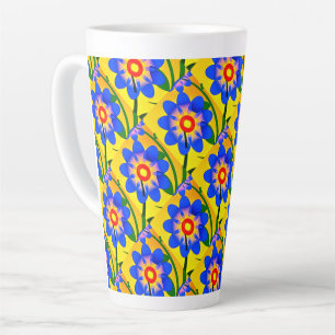 Tasse Latte Joli Motif de fleurs Abstraites