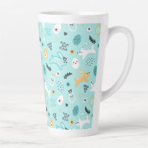 Tasse Latte Joli motif de lapin de Pâques Lapins kawaii Œufs
