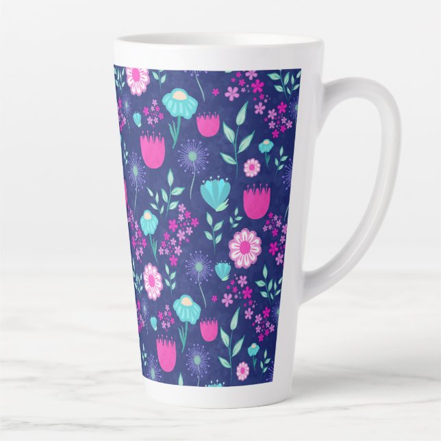 Tasse Latte Joli motif floral de fond (Droite)