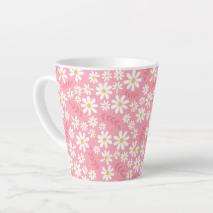 Tasse Latte Joli motif floral sans couture de marguerite rose