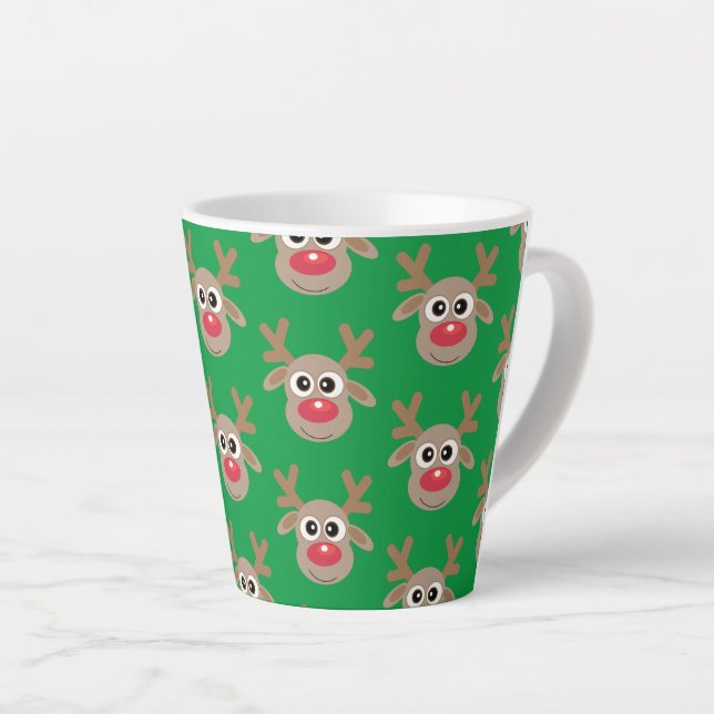 Tasse Latte Joli Noël Reindeer Dessin Motif Vert (Angle droit)