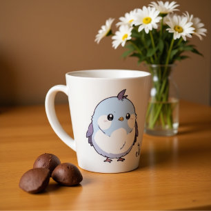 Tasse Latte Joli oiseau bleu -animal - Pastel adorable