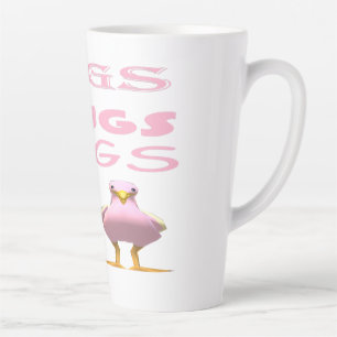 Tasse Latte Joli oiseau couleur rose avec message d'amour