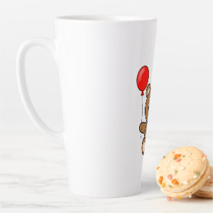 Tasse Latte Joli ours en peluche avec ballons rouges adorable