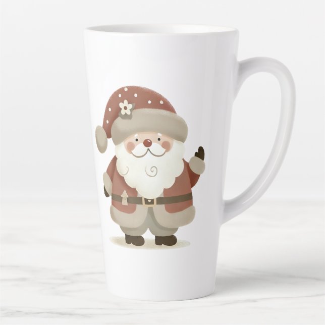 Tasse Latte Joli Père Noël & Dessin de Noël (Droite)