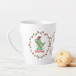 Tasse Latte Joli Santa Dino Joyeux Noël