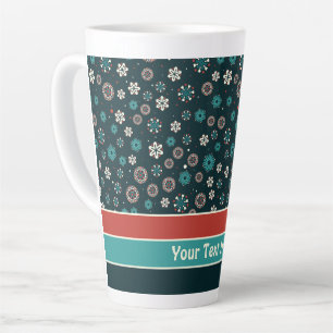 Tasse Latte Joli Turquoise Aqua Rouge Blanc Scandinave Snowfla