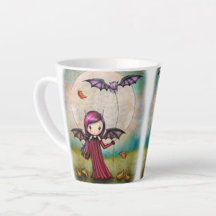 Tasse Latte Joli vampire d'Halloween et chat volant