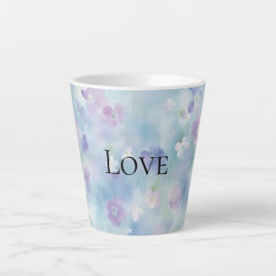 Tasse Latte Joli violet Fleurs blanches Aimer