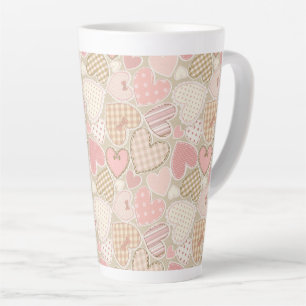 Tasse Latte Jolie courtepointe Motif Coeurs roses Bows