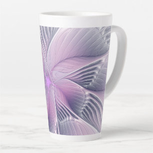Tasse Latte Jolie fleur rose abstraite moderne art fractal
