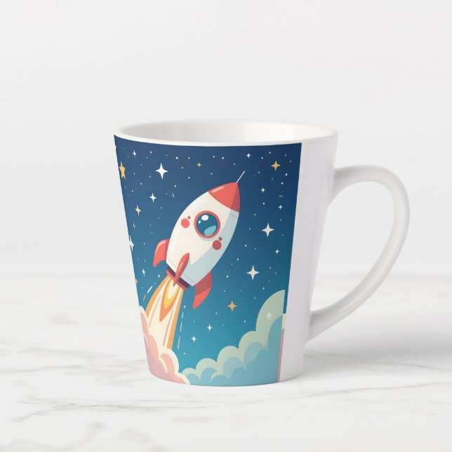 Tasse Latte Jolie fusée spatiale qui décolle (Droite)