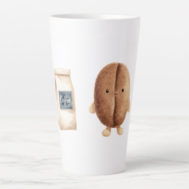 Tasse Latte Jolie Grain de Café (Devant)