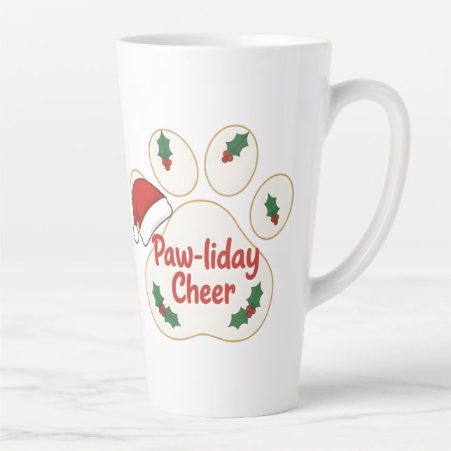 Tasse Latte Jolie patte d'animal de Noël (Droite)