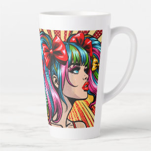 Tasse Latte Jolie Pop Art Comic Girl with Bows