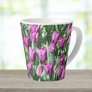 Tasse Latte Jolie Tulipes pourpres Florale