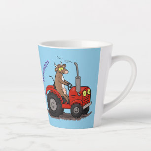 Tasse Latte Jolie vache heureuse conduisant un dessin animé de