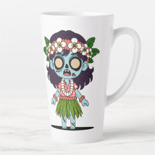 Tasse Latte Jolie Zombie Fille Hawaïenne