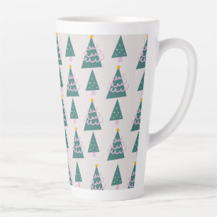 Tasse Latte Jolies arbres Doodles rose vert