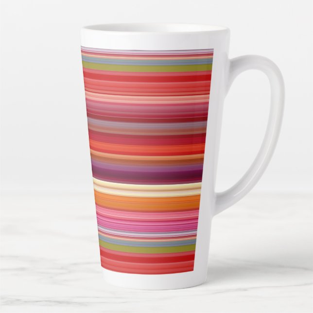 Tasse Latte Jolies couleurs rayées vintage (Droite)